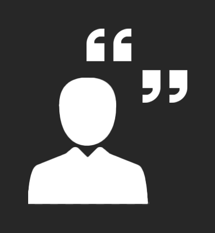 A silhouette with quotation marks